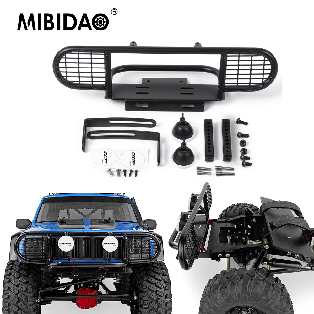 MIBIDAO Metal Camel Trophy Front Bumper for D90 TRX-4 Defender Axial SCX10 II 90046 1/10 RC Crawler Car Truck Model Upgrade Part