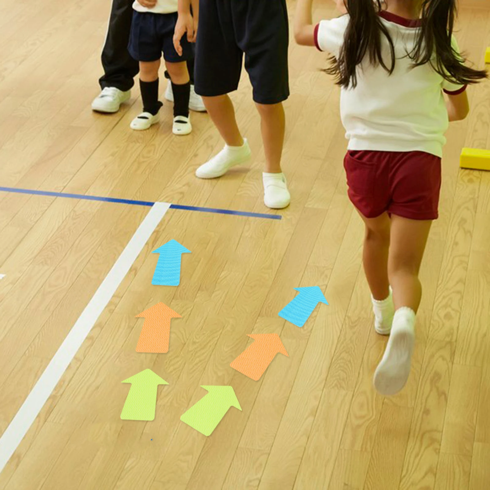 24 Pcs 4 Inch Arrow Reusable Gym Football Training Signs Classroom Sports Carpet Markers Training Exercise Spot Stickers