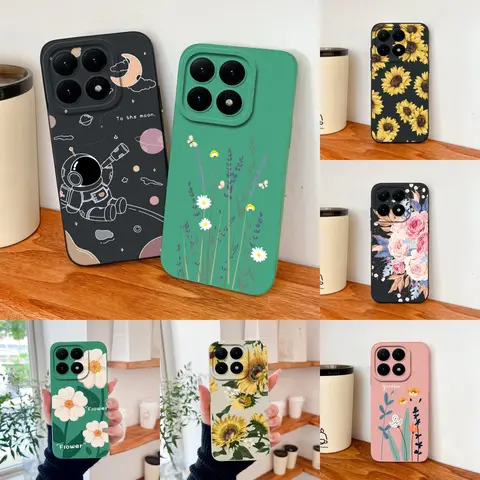 Floral Case For Xiaomi 15T Pro / Xiaomi 17 Pro Max Phone Cases Soft Liquid Silicone Anti Scratch Funda Anti Drop Back Cover Capa