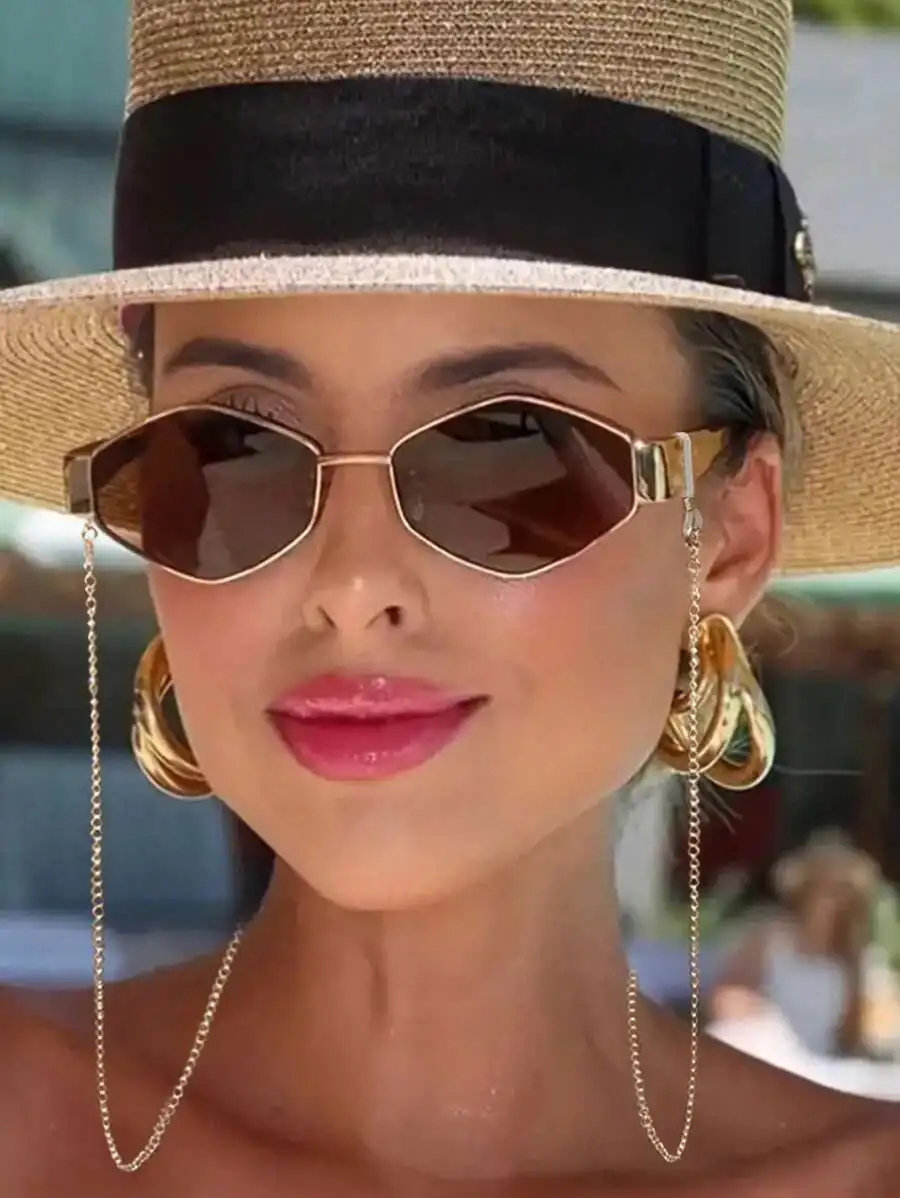 

Rhombus Metal Small Frame Y2K Fashion Sunglasses For Women Beach Outdoor Travel