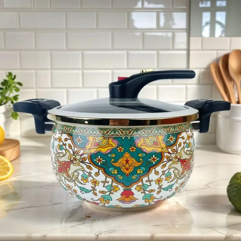 Enamel Cast Iron Dutch Oven, Thickened Slight Pressure Large Capacity Soup Pot with Handles for Induction Gas Stove