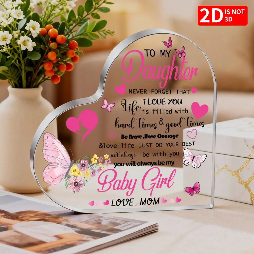 CIFBUY Acrylic Crystal Wall Art Heart Shaped Butterfly Flower Decorative Plaque Sign For Home Living Room Bedroom Table Decor Gi