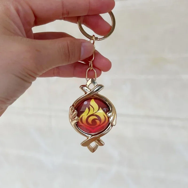 Game Impact Fontaine Sumeru Wanderer Light Pervious Key Chain 7 Element Eye Of Original God Cosplay Toy KeyRing