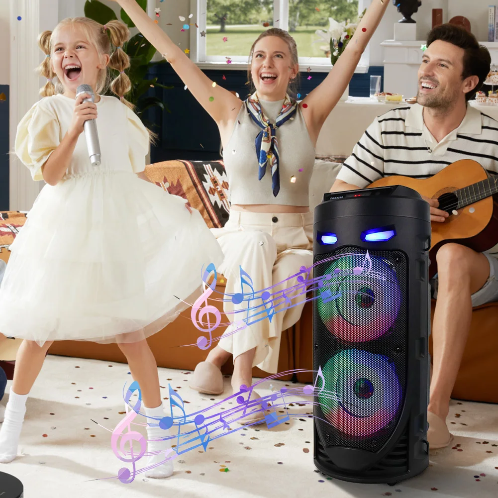 

Портативный динамик BT с двойным сабвуфером, глубокая басовая подсветка, беспроводной стереодинамик, уличный динамик для домашней вечеринки, подарок