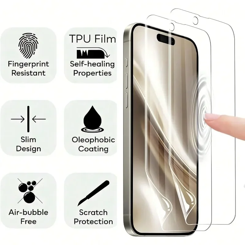 4Pcs Screen Protector for iPhone XS XR 11 12 13 14 15 16 Plus Pro Max HD Clarity Scratch Proof Anti-Fingerprint Nano Coating