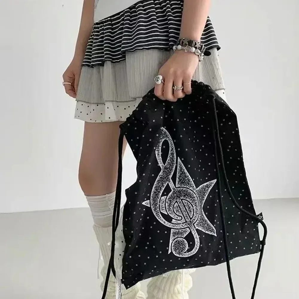 Y2k Large Capacity Drawstring Backpack Stylish Multi-functional Lightweight Travel Casual Chic Backpacks Polka Dot Print Bags