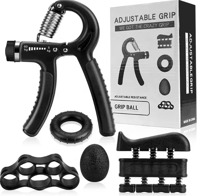 

5PCS Adjustable Hand Grip Gripper Trainer Set Muscle Building Exercise Equipment Fitness Trainer made of Silicone and Metal