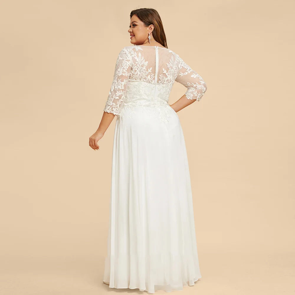 Charming V Neck Wedding Dresses for Ladies Elegant Bridal Gowns Exquisite 3/4 Sleeve Vestidos De Novia 2026 Summer LC006