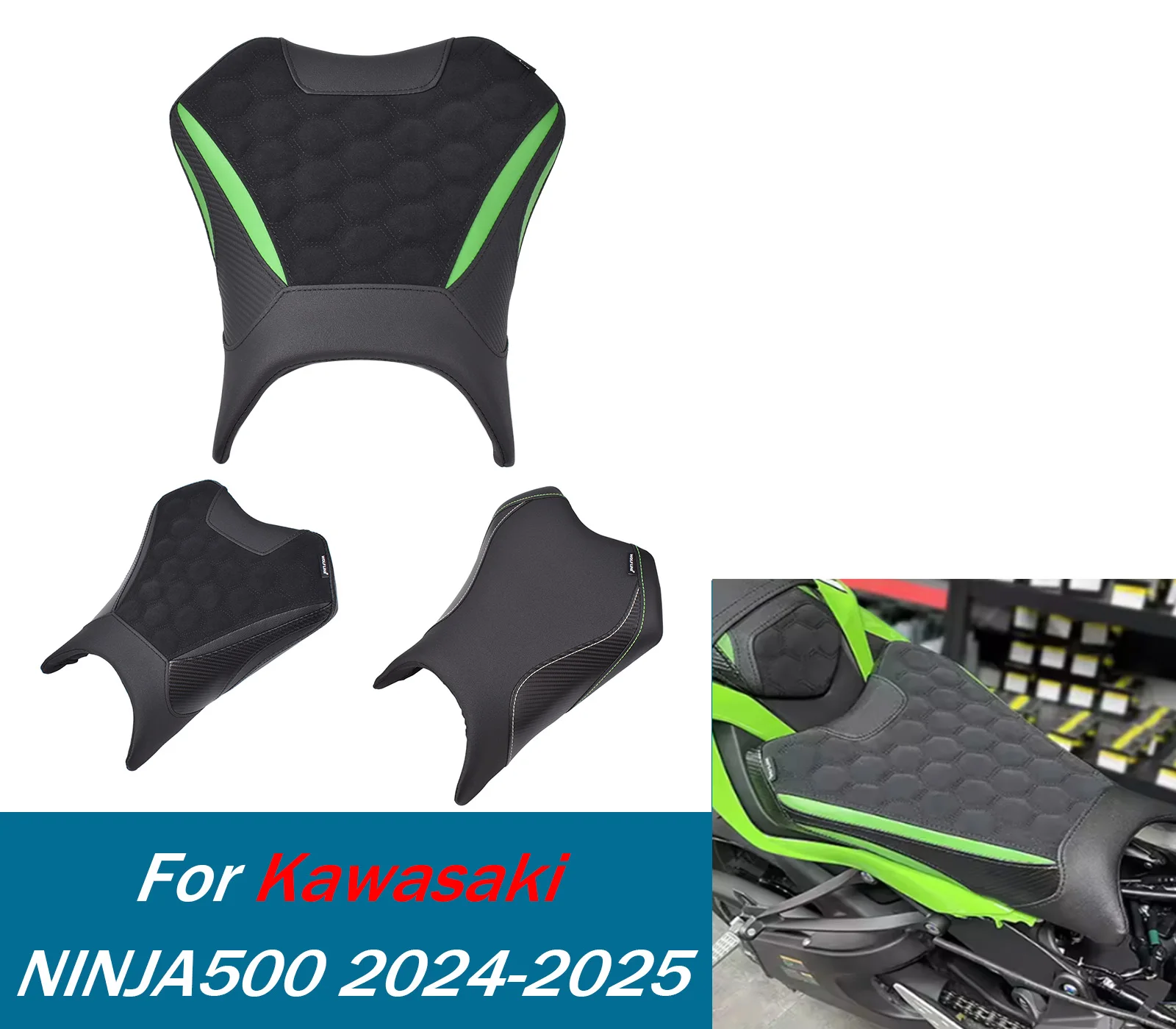 

﻿ For Ninja 500 Solo Seat Cushion Pad For Kawasaki Ninja 500 2024 2025 Motorcycle Front Rider Rear Passenger Seat Cover Parts