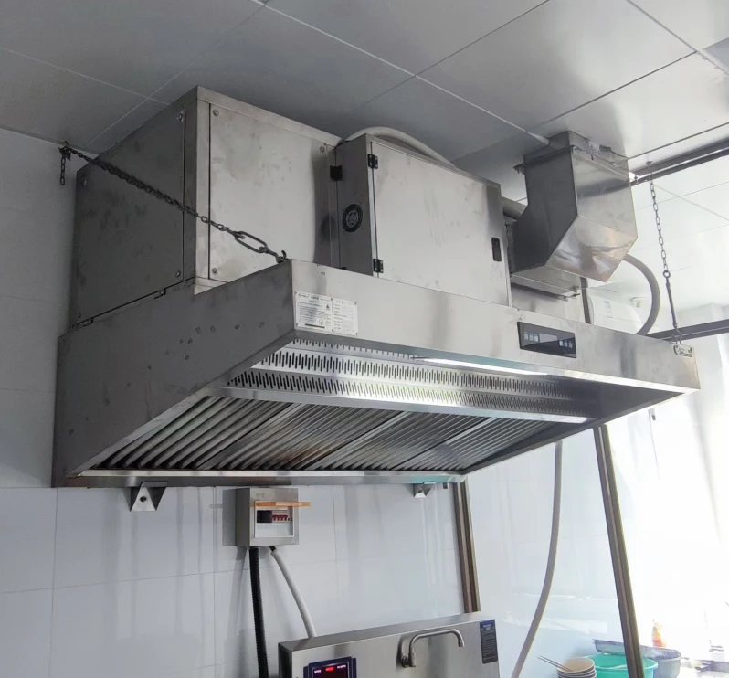 Hot Restaurant Vent Hood Kitchen Exhaust Cooker 1.5M Range Hood Chimney Automatic Fume Extractor Filter with Electrostatic