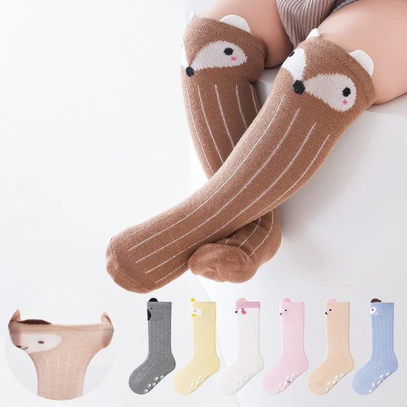 Spring Autumn Children Baby Girls Boys Cotton Knee High Socks Home Sport Trampoline Socks Kids Toddler Floor Non-slip Stockings