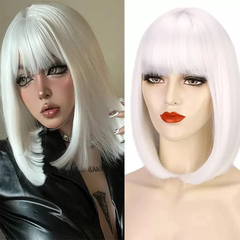 Cocktail Party Dame Mode Schulter Länge Haar Konzert Haar Zubehör Air Bangs Schlüsselbein Haar Ball Frau Kopfbedeckung Bob Haarschnitt