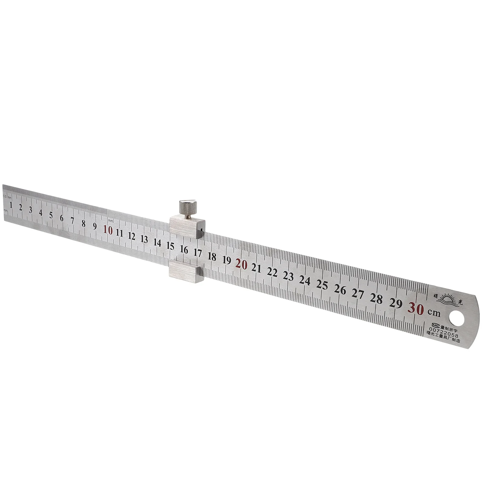 1 Set Stainless Steel Ruler 30Cm Metric Measuring Tool Precision Straight Edge With Positioning Block For Engineers Carpenters