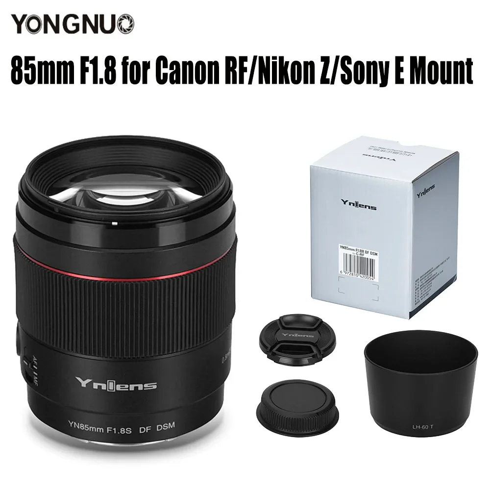 

YONGNUO 85mm F1.8 for Canon RF Mount Nikon Z Mount Sony E Mount Auto Focus Portrait Large Aperture AF Camera Lens