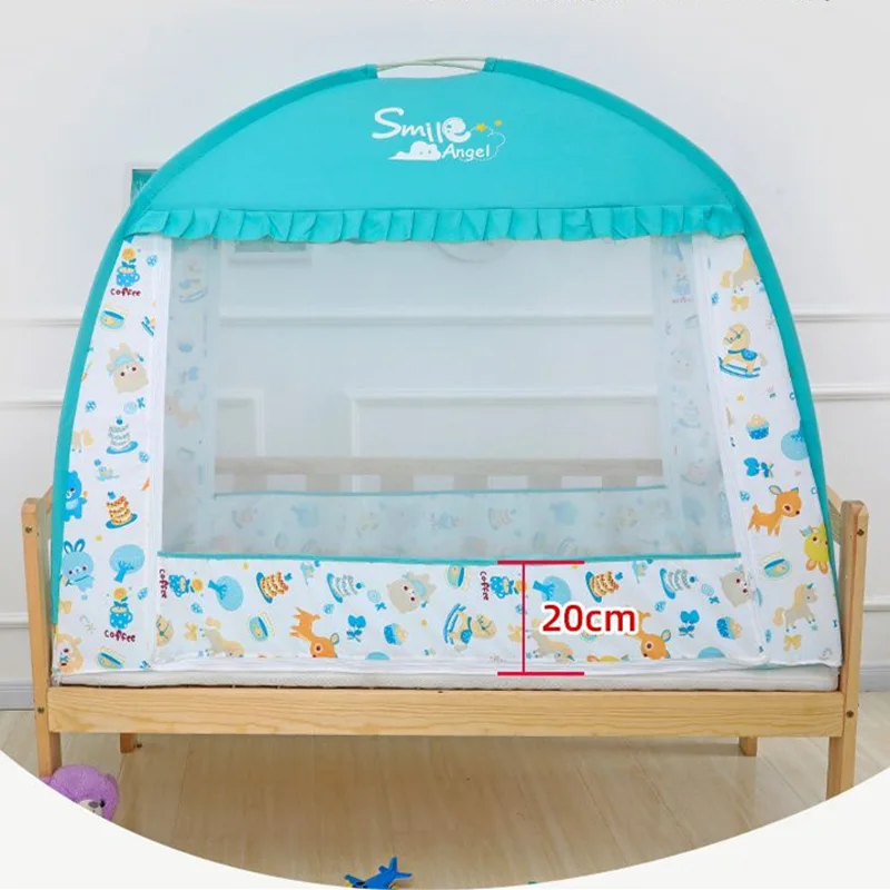 Cartoon Style Large Space Children's Yurt Mosquito Net Crib Anti-fall Mosquito Net Household Foldable Mosquito Net Tent