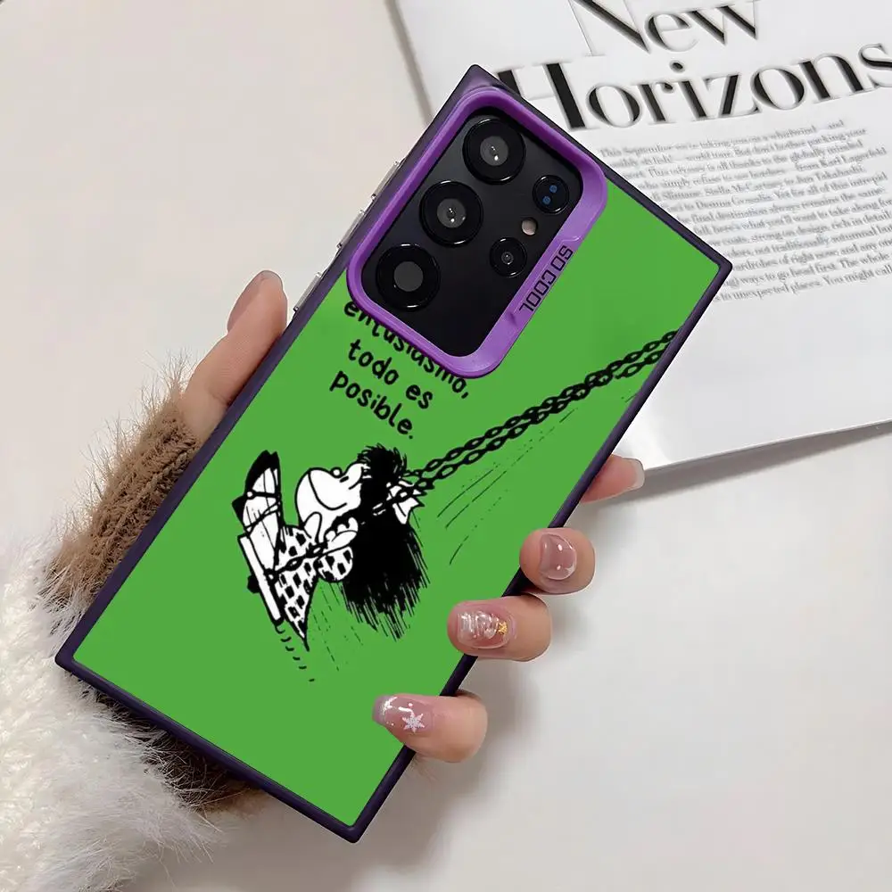 حار M-Mafalda جير قضية الهاتف لسامسونج غالاكسي S25 حافة S24 S23 S22 S21 S20 الترا سيليكون الملونة الفضة جراب هاتف