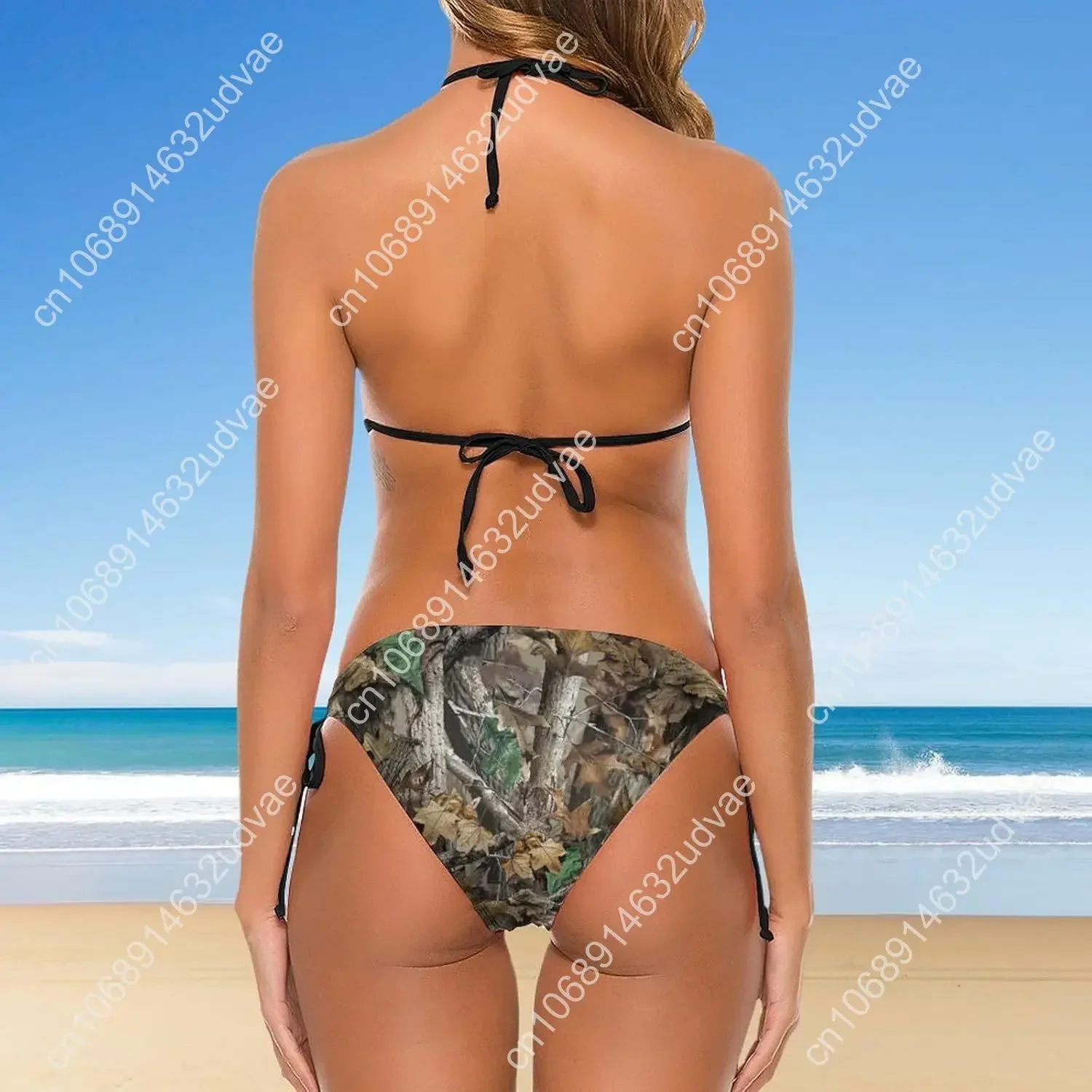 Swimsuits Real-Tree Camouflage Camos Bikini Set with Bra and Strappy Triangle Briefs for Women