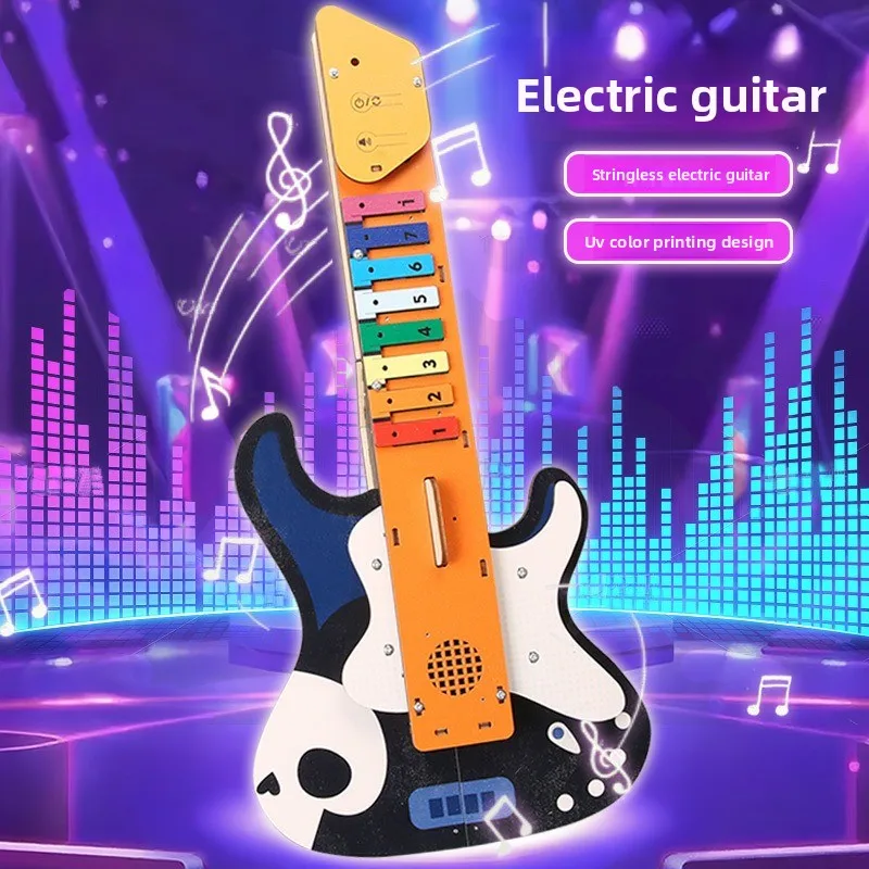 DIY Stringless Electric Guitar Kit for Kids Science Tech Educational Toy UV Color Printing Music Toys Ideal for School Students