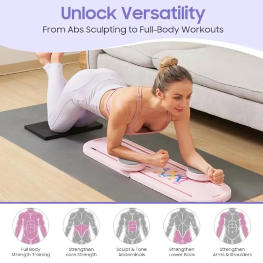 Foldable Portable Pilates Reformer Board for Home Gym and Studio Use Multi-Functional Core Strength Training Tool in Black with - Image 5