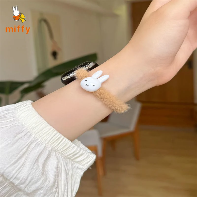 Cute Miffy Watch Band Suitable for Iwatch Ultra 10 9 Multicolor Simplicity Plush Watch Strap Anime Accessories Girl Perfect Gift