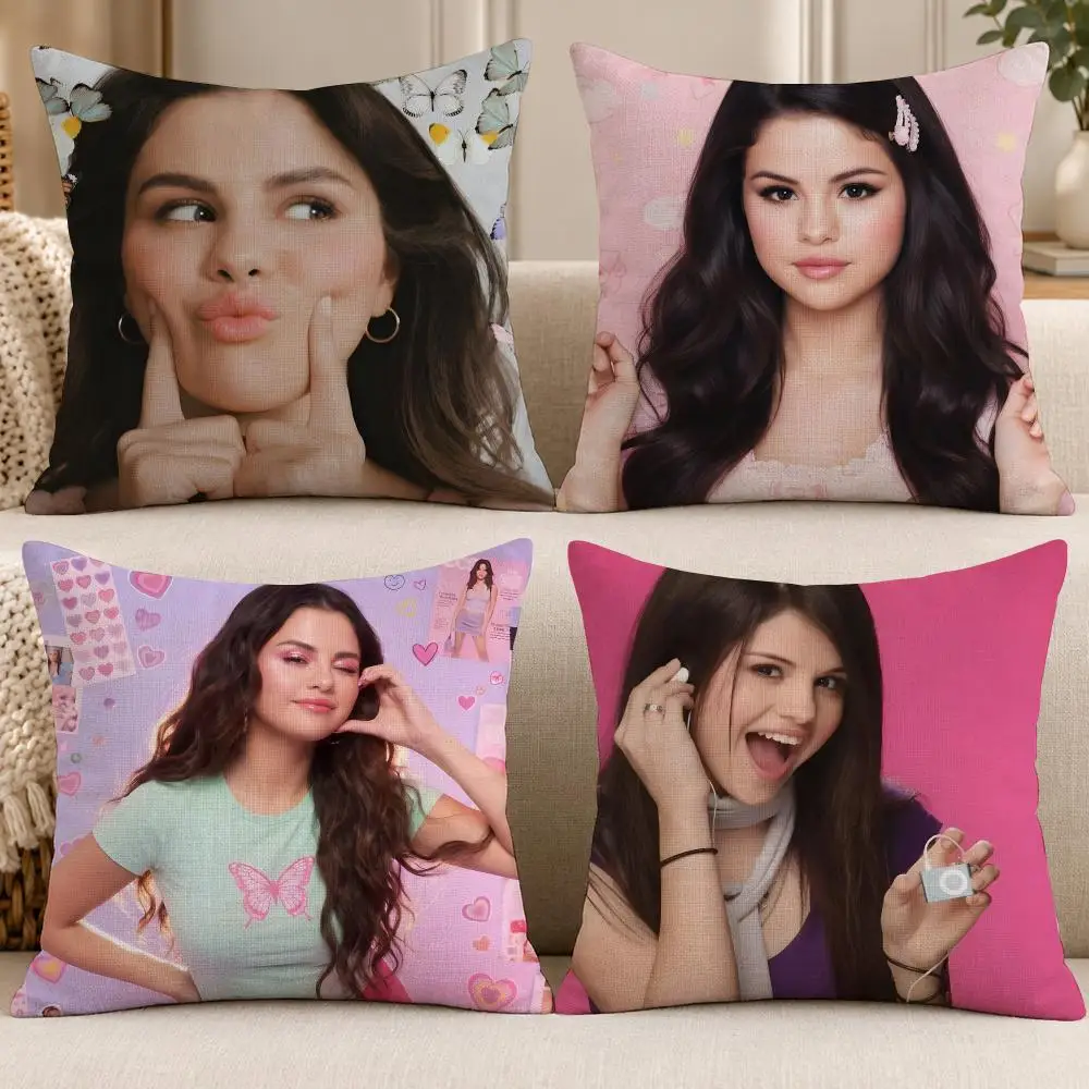 Singer Pop S-Selena Gomez Cushion Cover Soft Short Cover Washable Sofa Bed Dorm Garden Home Office Chair Decor