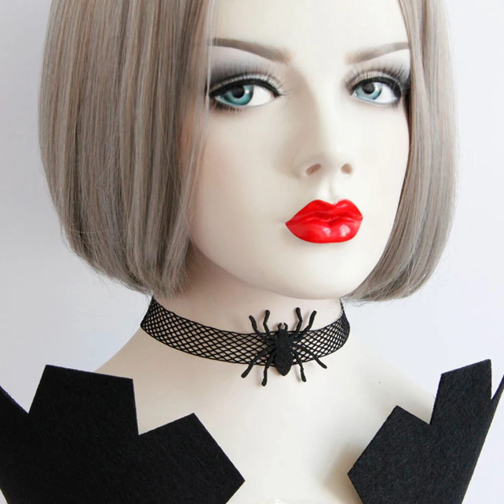 

2 PCS Necklace Collar Halloween Neckband Black Gothic Choker Decor