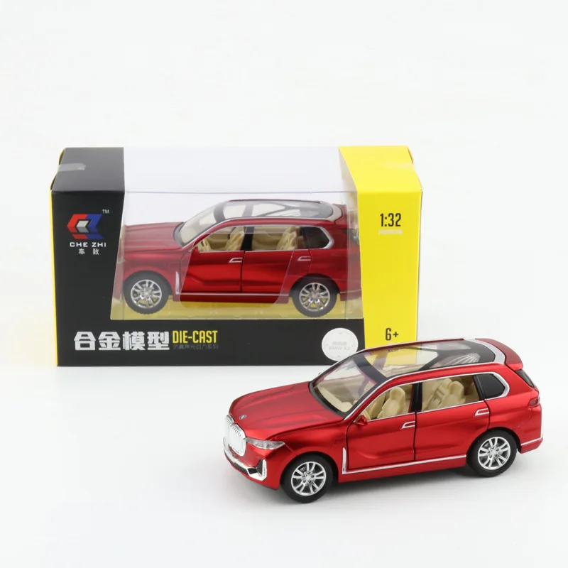 1:32 X7 pressofuso in lega modello macchinine in miniatura SUV 6 porte aperte suono luce tirare indietro fuoristrada per bambini regali