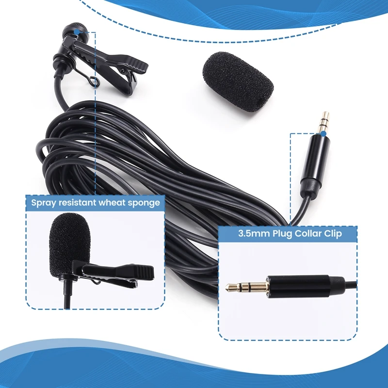 B63B-For DJI MIC Lavalier ميكروفون عالي الوضوح جودة الصوت 3.5 مللي متر التوصيل طوق كليب ميكروفون كابل محمي