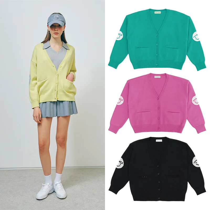 

Korean Style Women's Golf Cardigan, Premium Knit Jacket with Slim Fit, Versatile On/Off Course Design