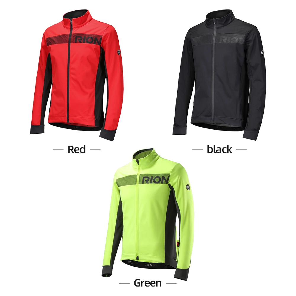 RION Men's Winter Jackets MTB Bike Windproof Cycling Clothing Road Thermal Fleece Windbreaker Motorcycle Bicycle Reflective Coat