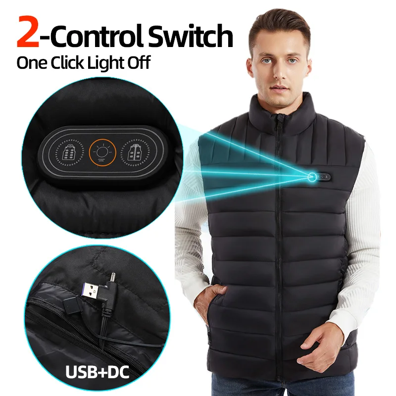 15 Areas Motorcycle Heated Vest Men Lightweight USB Rechargeable Heating Vest Women Heated Jacket Warming Waistcoat Clothes