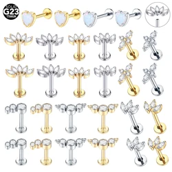 10pcs/lot Titanium Labret Rings Piercing Cubic Zircon Ear Tragus Earring Stud Conch Helix Daith Ear Piercings Women Jewelry 16G