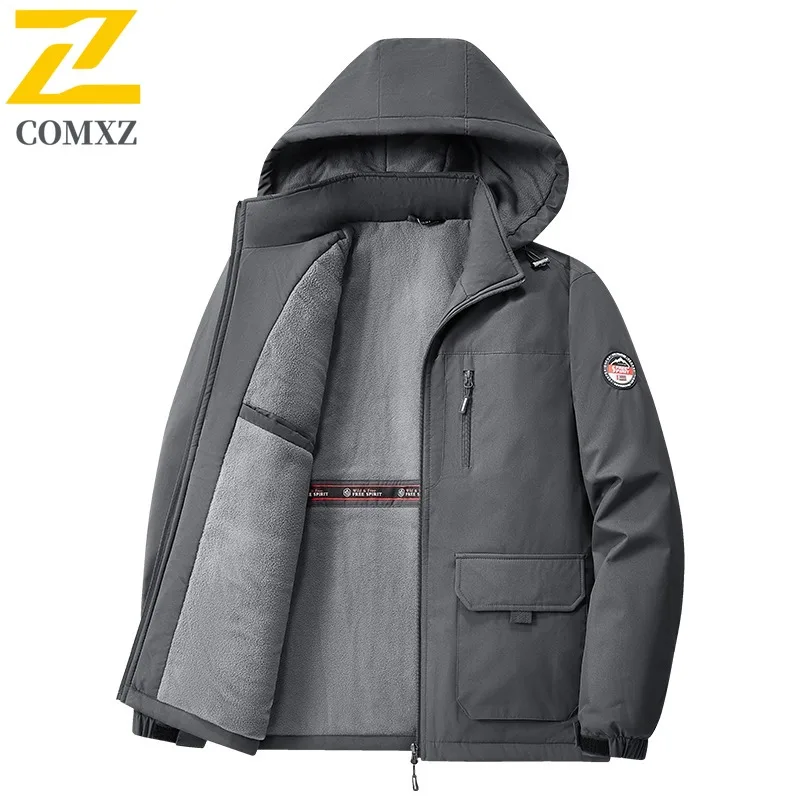 CoMXZ Homens Parker Casaco Clássico Leve Quente Grosso Com Capuz Caminhadas Aventura Esqui Acolchoamento de Inverno Solto Jaquetas Acolchoadas de Algodão
