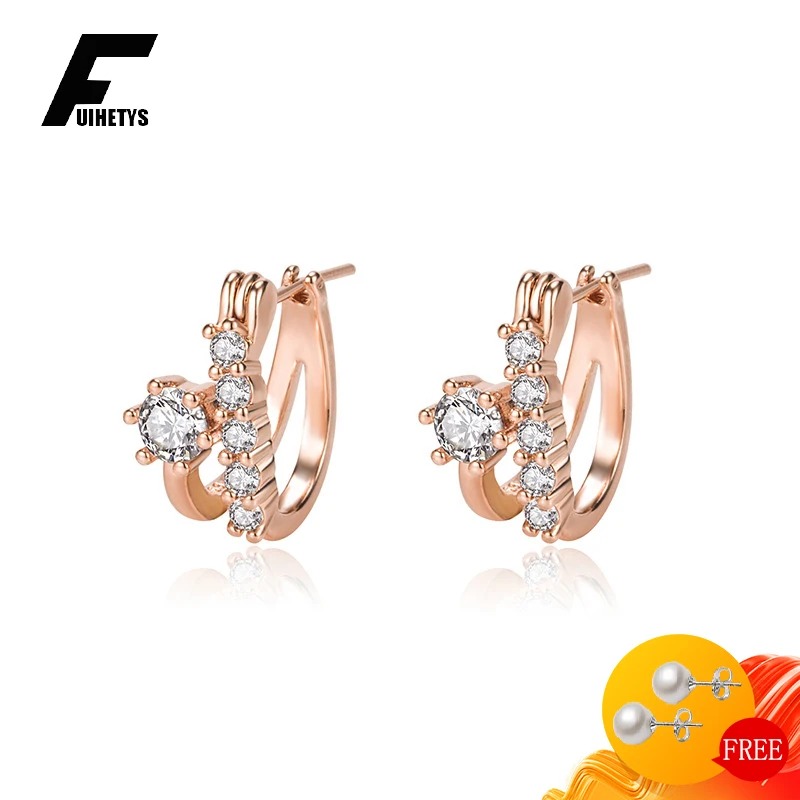 

Charm Earrings for Women 925 Silver Jewelry with Zircon Gemstone Rose Gold Color Drop Earrings Wedding Party Gift Accessories