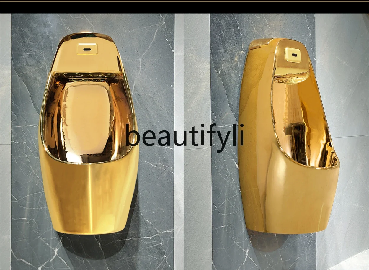 Automatic induction gold urinal ceramic men's local tyrant gold wall urinal