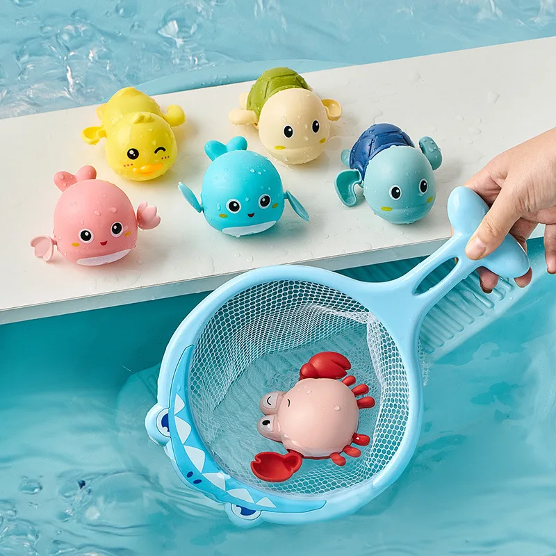 Baby Bath Toys Animal Cute Cartoon Tortoise Crab Classic Baby Water Toy Infant Swimming Wind Up Toy For Kids