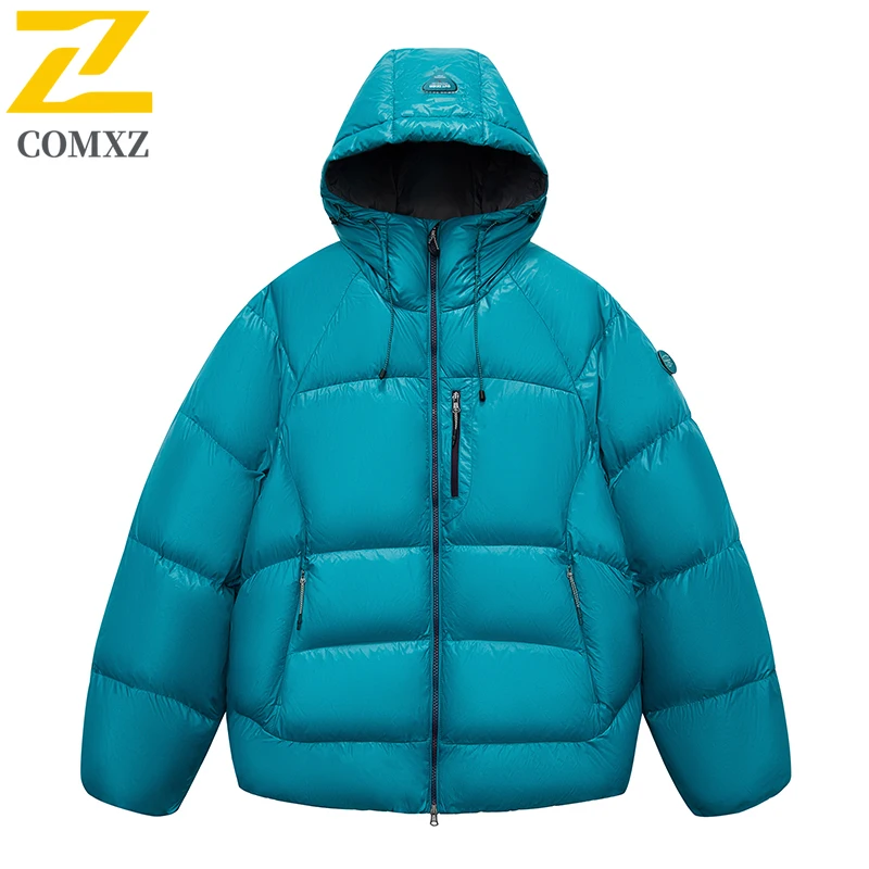 

Men Light Winter Down Jacket Leisure Snow Camp Water-repellent Warm Down Coat Premium 90% Duck Down Plush Hooded Quilted Jackets