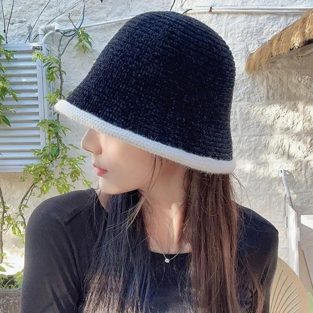 Simple Bucket Hat Fashionable Knitted Bucket Hats for Women Girls Cozy Warm Fisherman Caps for Fall Winter