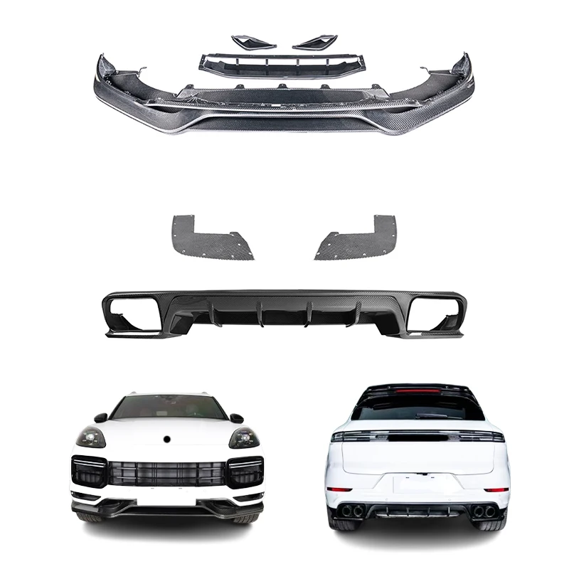 

STLFFor Turbo Cayenne 2018-2023 Carbon Fiber Front and Rear Bumper Lip New Condition Tecat Car Modification Upgrade