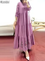 Robe Abaya musulmane à imprimé floral pour femmes modestes, manches 3/4, maxi robe, robe femme ZANZEA, robe d'été élégante, kaftan ample 2