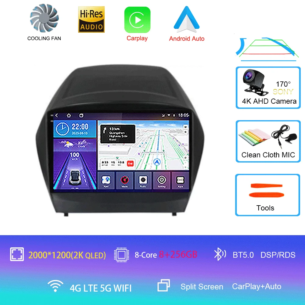 Android 16 Carplay autoradio voor Hyundai Tucson 2 LM IX35 2009-2015 navigatie GPS multimediaspeler WiFi stereo BT 360 camera