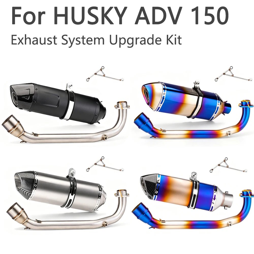 Upgrade Kit Motorcycle High Quality Exhaust Pipe Semi-Blue Tail End Carbon Fibre Muffler For HUSKY ADV 150 Exhaust System