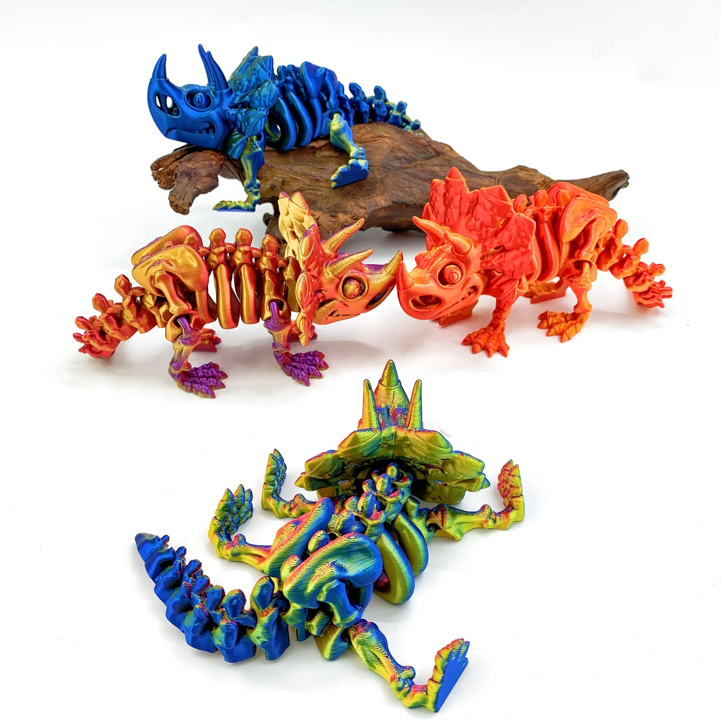 

3D printed skeleton Triceratops, Halloween gift, movable joints, dinosaur themed desktop decoration/holiday gift