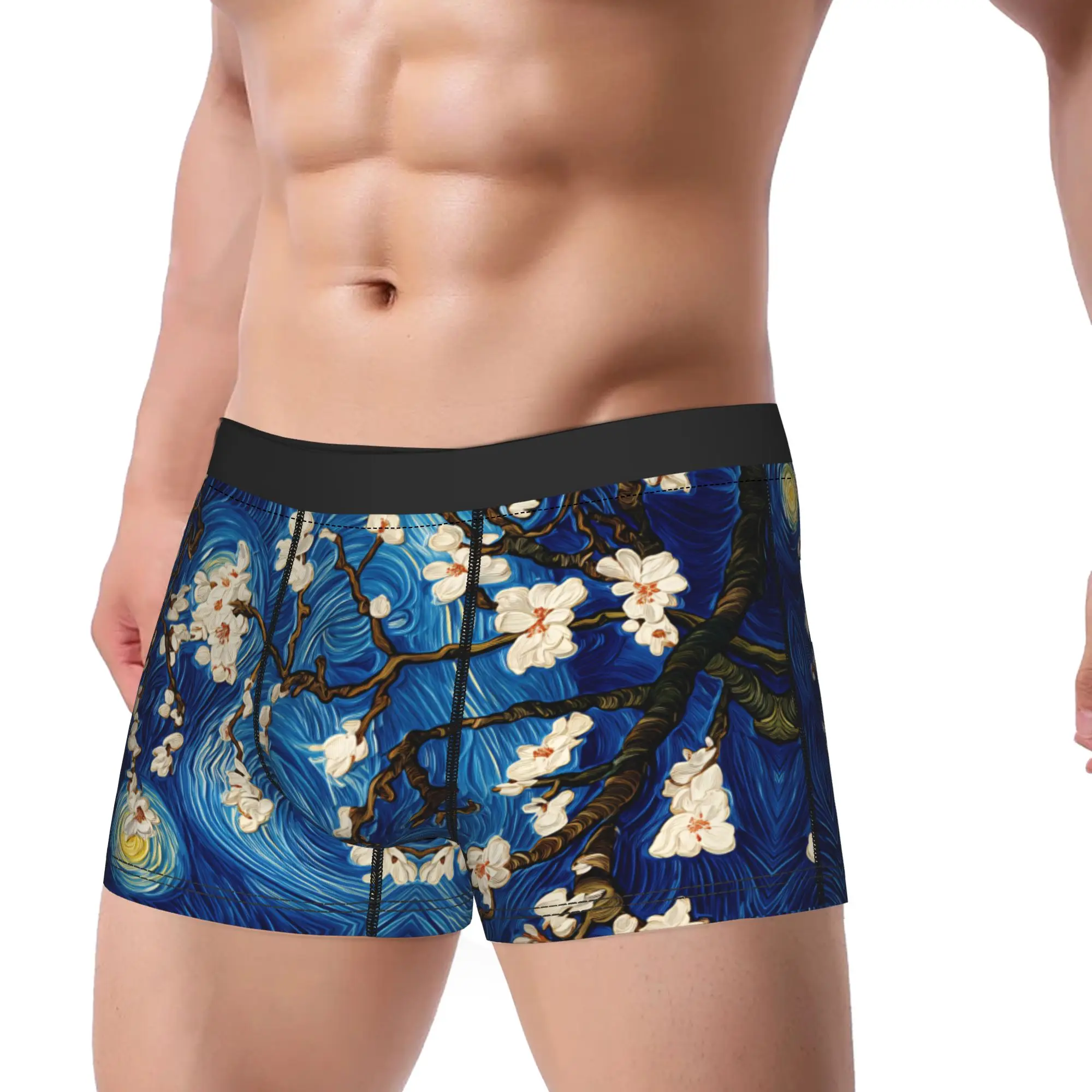 Custom Vincent Van Gogh Purple Irises Boxer Brief  Underwear High Quality Man Elastic Boxer Shorts Print Oversize Underpants
