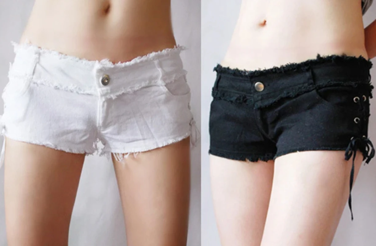 Low Waist Women's Hot Shorts Sexy Tassel Vintage Denim Booty Jeans Shorts High Street Cute Micro Mini Shorts Nightclub Wear