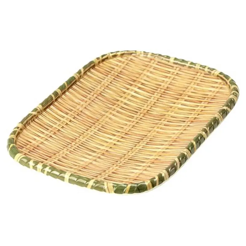ABMR-Bamboo Weaving Melamine Hot Pot Vegetable Plate Green Barbecue Serving Dish Multiple Styles For Restaurant Use