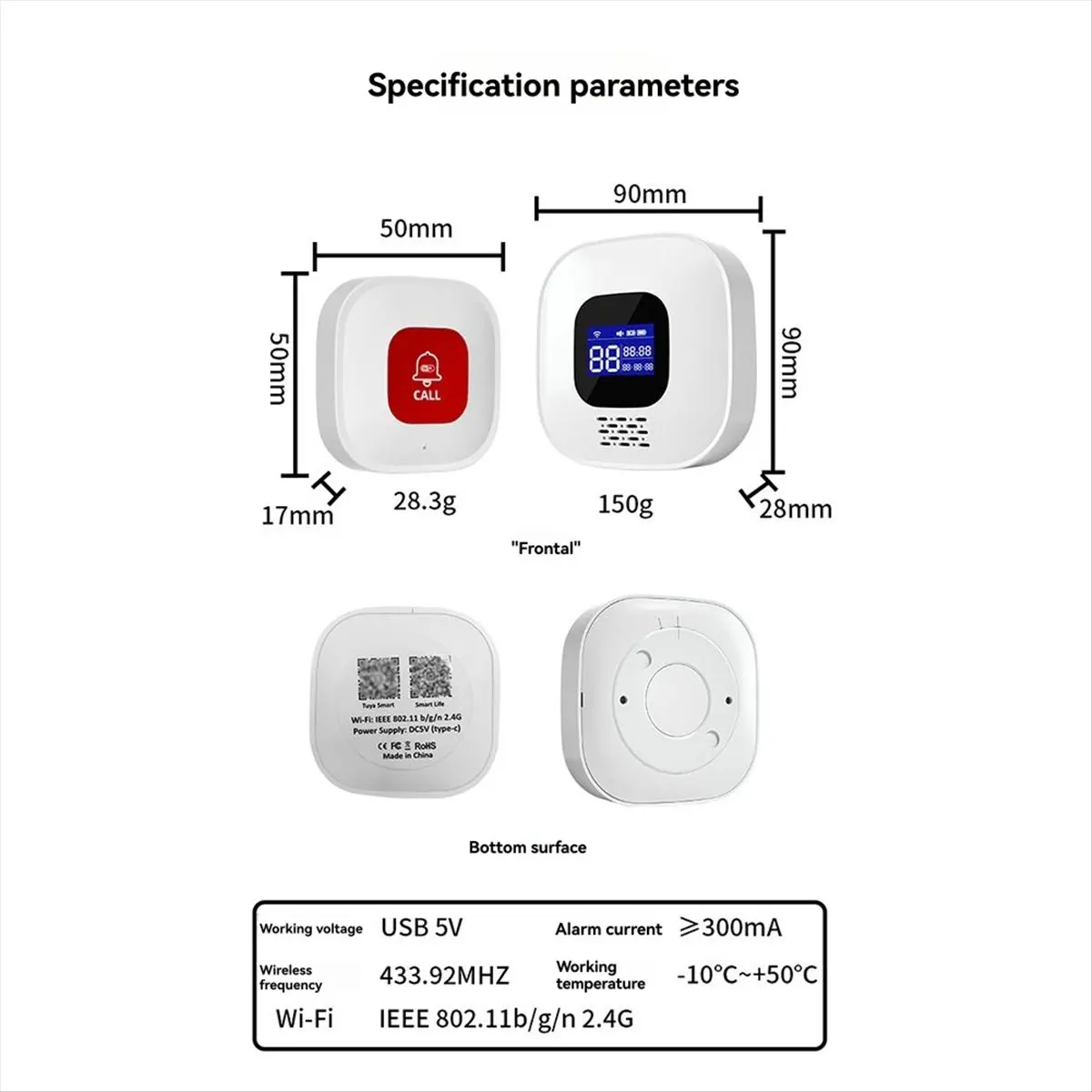 

Tuya Smart WiFi Elderly Caregiver Pager SOS Call Button Emergency SOS Alert System for Seniors Patients Elderly Home