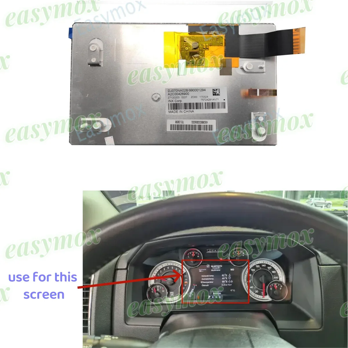 

7" LCD Display for 13-19 Jeep Dodge Ram GAS 1500 2500 3500 Instrument Cluster Dashboard Screen Repairment DJ070NA02B