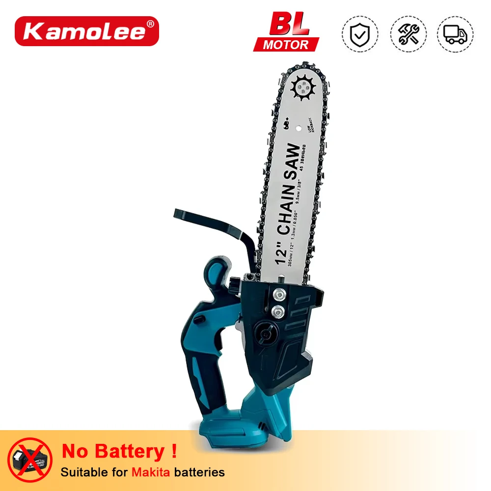 Kamolee 12-Zoll-bürstenlose elektrische Kettensäge, kabellose Schmieröl-Kettensäge, Lithium-Batterie, Holzschneider, Holzarbeiten, Gartengeräte