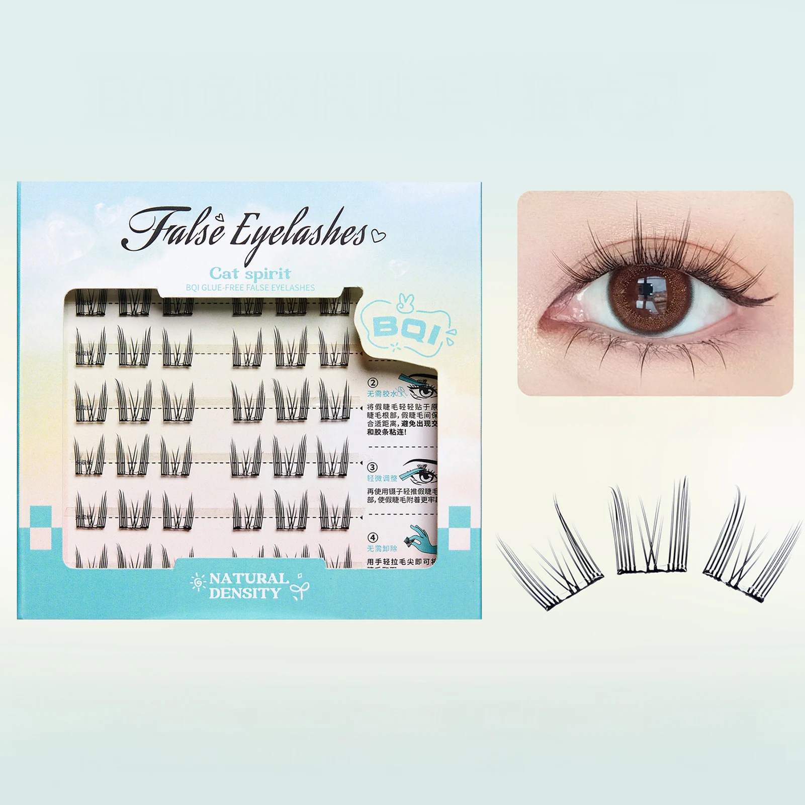 6 Reihen Korean Girl Group Falsche Wimpern Kleberfrei Wispy Fluffy Cat's Eye Lash Extension Cluster Zeitsparende Wahl für Anfänger